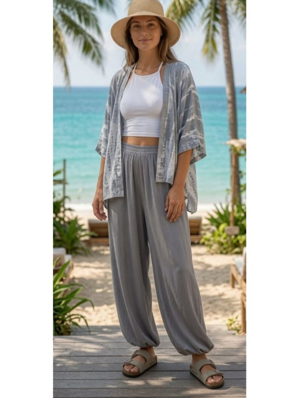 Sim & Sam S/M Tie-Dye Kimono Cardigan Flowy Lightweight Lounge Cover Up